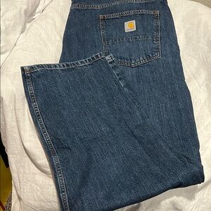 Carhartt Men's Blue Jeans Relaxed Fit 32 inch length